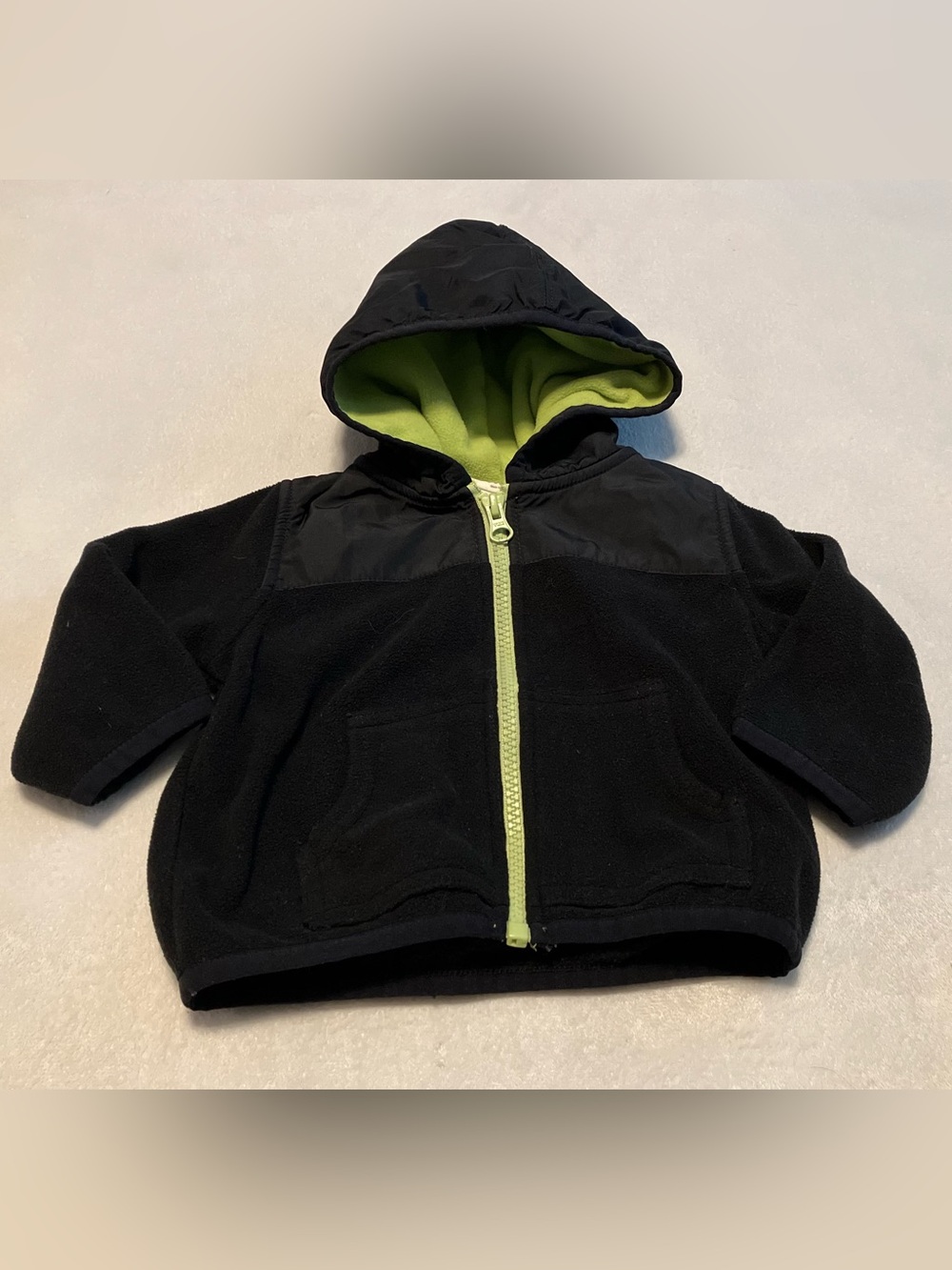 Black & Lime Kids Hooded Fleece Jacket